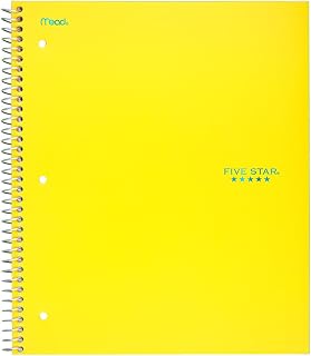 Five Star Spiral Notebook, 3 Subject, College Ruled Paper, 150 Sheets, 11" x 8-1/2", Yellow (73497)
