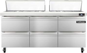 SW72-18-D Sandwich Unit, 72" W, With 18 Pan Top Openings & Six Drawers