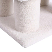 Faux Fleece Cat Step Stairs with Pressed Wood Platforms by Bison Pets – Engineered Wood, Beige