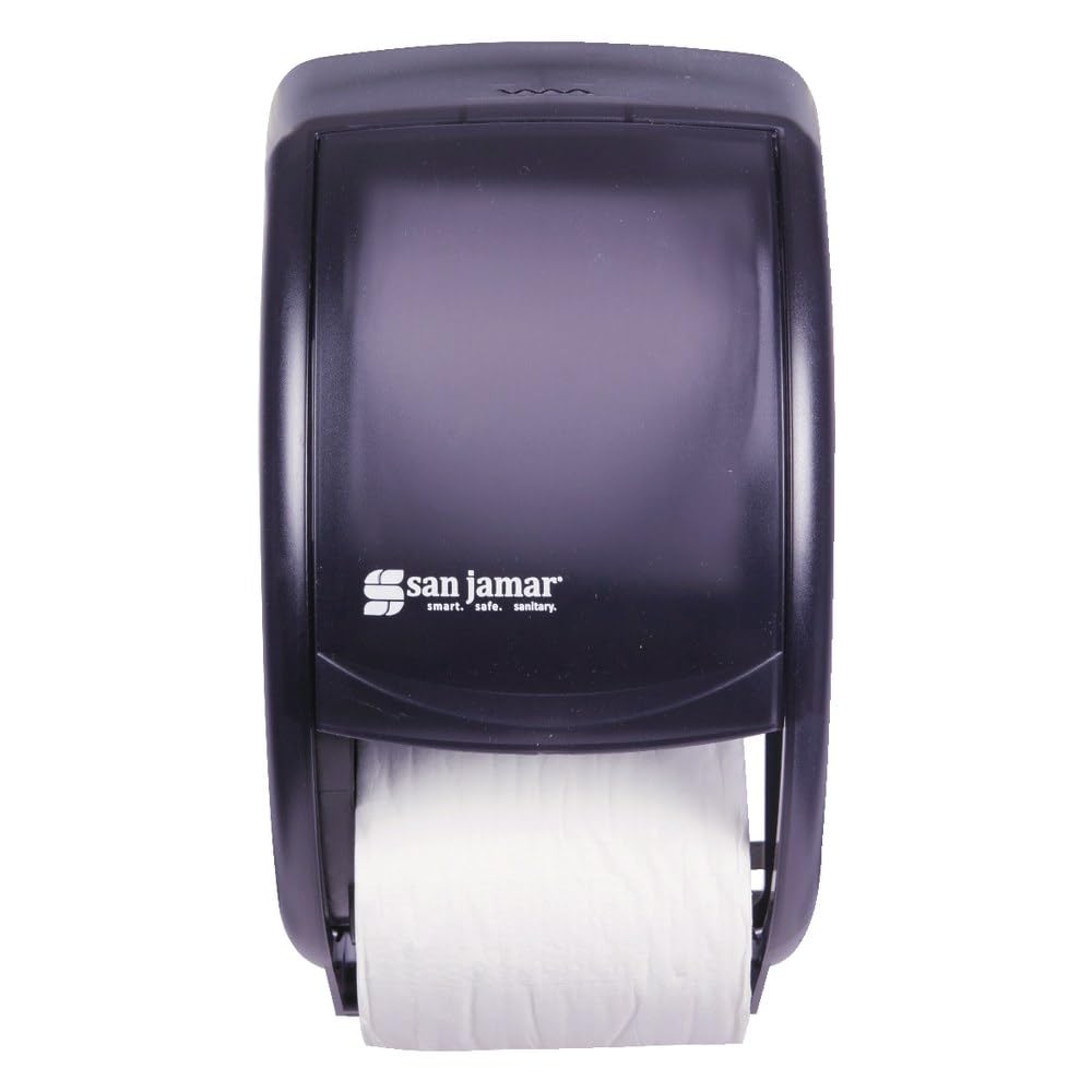 Duett Standard Bathroom Tissue Dispenser by San Jamar – Black, Model SJMR3500TBK