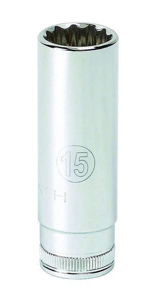 1/4" Drive 6 Pt. Deep Socket by GEARWRENCH – 15mm, Alloy Steel, Model 80150
