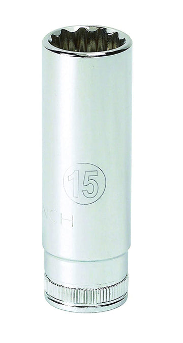 1/4" Drive 6 Pt. Deep Socket by GEARWRENCH – 15mm, Alloy Steel, Model 80150