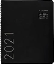 2021 Monthly Planner by AT-A-GLANCE, 9” x 11”, Black, Includes Monthly Tabs, Pockets, Spiral Bound for Students, Teachers, School Assignments (70260X0521)