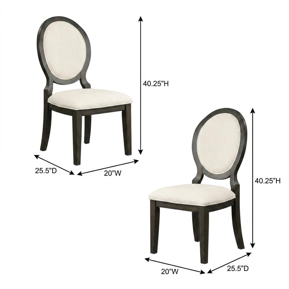 Polyester-Upholstered Dining Side Chair with Oval Back Set of by Furnifact – Wood, Brown, Pack of 2