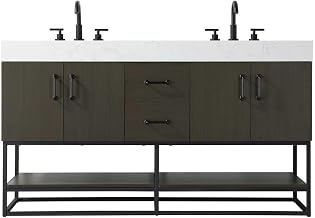 Elegant Kitchen and Bath 60" Double Bathroom Vanity in Mocha Brown