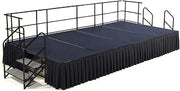 National Public Seating SG482404C-40-SB10 Stage Package with Red Carpet44; Box Pleat Black Skirting - 24 x 96 x 192 in.