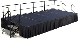 National Public Seating SG482404C-40-SB10 Stage Package with Red Carpet44; Box Pleat Black Skirting - 24 x 96 x 192 in.
