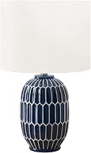 Monarch Specialties I 9876 Lighting, 22" H, Table Lamp, Blue Ceramic, Ivory/Cream Shade, Contemporary, Modern