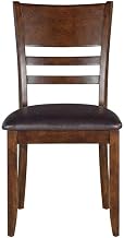 Furnifact Solid Wood Faux Leather-Upholstered Dining Chairs Set of 2, Upholstered Kitchen Chairs for Dining Room