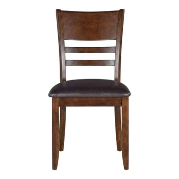 Solid Wood Faux Leather-Upholstered Dining Chairs Set of by Furnifact – Wood, Brown/Black, Pack of 2