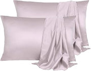 PiccoCasa 4 Pack Silk Satin Pillowcase for Hair and Skin, Cooling to Touch, Silky, Soft Breathable Pillow Cases with Envelope Closure Silver King(20x36inch)