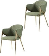 Starlight Canyon Home Boucle-Upholstered Dining Chairs Set of 2, Iron-Frame Upholstered Kitchen and Dining Room Chairs, Green Boucle Fabric