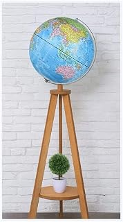 Geo Lighting Floor Stand Globe Lighting World Globe with Wood Raised Embossed Earth Globe, 18.8x55.1 Inch for Home, Office