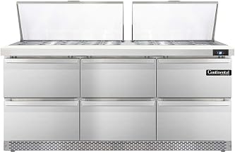 DL72-27M-FB-D Designer Line Mighty Top Sandwich Unit, 72" W, With 27 Pan Top Openings, Front Breathing & Six Drawers