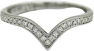 SilverDia 1 Ct Round Cut Channel Set Diamond V Shape Ring Wedding Band Ring For Women 14k White Gold Plated 925 Sterling Silver Handmade Anniversary Ring Gift For Her