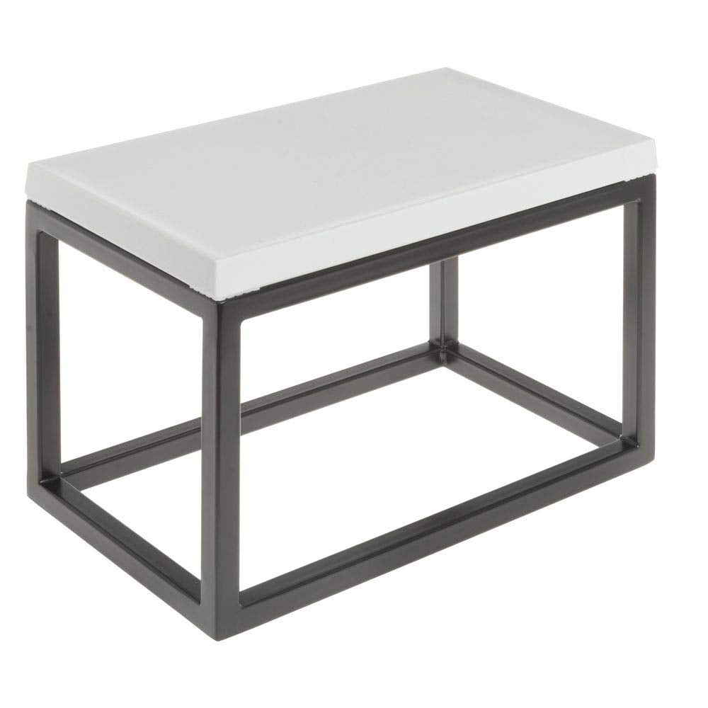 Black Display Riser with White Top- 7" H by HUBERT – Large, Metal, Black, Model 73114+94697