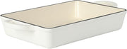 Crock-Pot Artisan 13" Enameled Cast Iron Lasagna Pan – Matte Linen White, Durable Oven Safe Bakeware