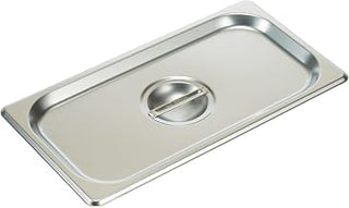 Winco 1/3 Size Solid Cover | Dishwasher safe, Recessed handle, NSF certified, Foodservice, Great for Steam Tables, Buffets and Food Preparation