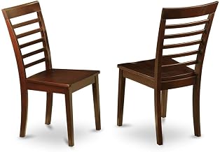 Furnifact Solid Wood Dining Chairs with Ladder Back Wood Seat Set of 2, Traditional Wooden Kitchen Chairs for Dining Table
