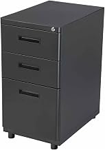 Global Industrial 3 Drawer Pedestal File Cabinet, Black