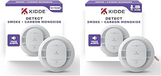 Kidde Smoke & Carbon Monoxide Detectors, 10-Year Battery Powered & Hardwired, Voice Alerts
