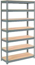 Global Industrial Extra Heavy Duty Shelving 48" W x 24" D x 96" H with 7 Shelves, Wood Deck, Gry