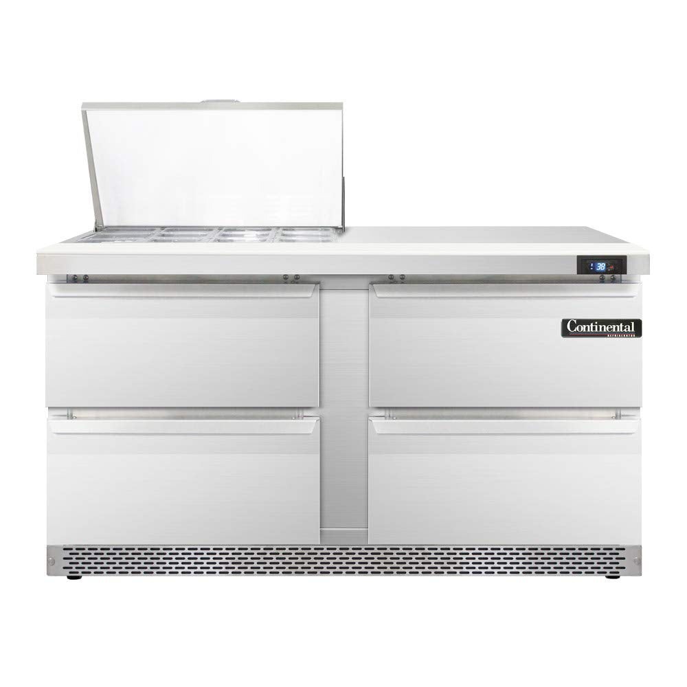 Continental SW60-12M-D Mighty Top Sandwich Unit 4 Drawers 60in by Continental Refrigerator – 17.0 cubic_feet, Metallic, Model SW60-12M-FB-D