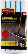 Rubbermaid Commercial Products HYGEN Disposable Microfiber Pad for Quick Connect Mop System, 8 Count, for 18" Frame, with Scrubbing/Scouring Stripes, Multisurface, for Dry and Wet Cleaning, 2182496