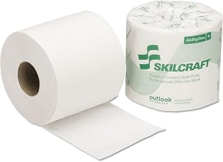 AbilityOne 8540016308728, SKILCRAFT Toilet Tissue, Septic Safe, 1-Ply, White, 4" x 3.75", 1,000/Roll, 96 Roll/Box