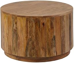 Furnifact Brown 30-Inch Round Mango Wood Coffee Table Natural Finish, Stylish and Durable, Elegant Home Accent, Perfect for Living Room Decor