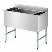 Glownary 18x36 Inch Underbar Ice Bin with Bottle Holders – NSF Listed, 119 lb Capacity, Stainless Steel, Silver, 33 Inch Height