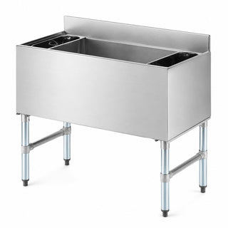 Glownary 18x36 Inch Underbar Ice Bin with Bottle Holders – NSF Listed, 119 lb Capacity, Stainless Steel, Silver, 33 Inch Height