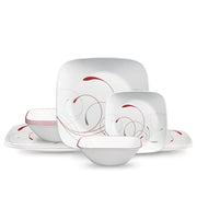 Square Splendor 12-piece Dinnerware Set with Appetizer Plates by Corelle – Dinner set with Appetaizer Plates, Triple-layer-strong glass, Model 1142725