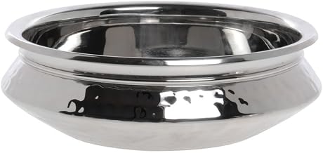 HUBERT Serving Bowl Stainless Steel with Hammered Finish and Liner 5 1/2 qt - 12"Dia x 3 1/2"H