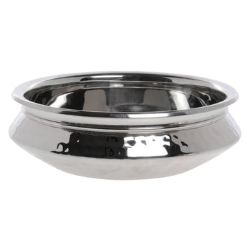 Serving Bowl Stainless Steel with Hammered Finish and Liner 5 1/2 qt - 12"Dia x 3 1/2"H by HUBERT – Commercial Grade