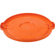 55 Gallon Plastic Trash Can Lid by Global Industrial – 27-1/2" Diameter x 2-1/2"H, 55.0 gallons, Polyethylene Resin, Bright Orange, Model 240465BOR