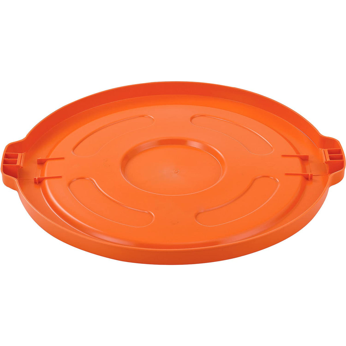 55 Gallon Plastic Trash Can Lid by Global Industrial – 27-1/2" Diameter x 2-1/2"H, 55.0 gallons, Polyethylene Resin, Bright Orange, Model 240465BOR