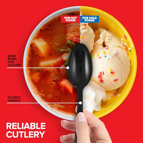 Stock Your Home Spoons / 10 Pack Pack of 25 / Black Spoons