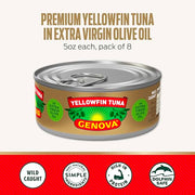 Genova Yellowfin Tuna in Extra Virgin Olive Oil / 5 Ounce (Pack of 24) / Tuna Tuna Fish