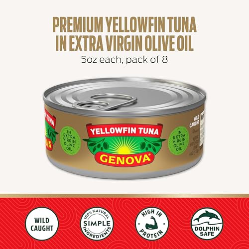 Genova Yellowfin Tuna in Extra Virgin Olive Oil / 5 Ounce (Pack of 24) / Tuna Tuna Fish