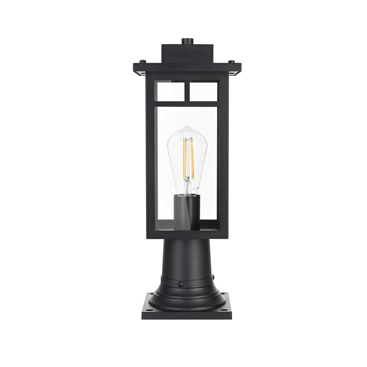 Mercer One Light Outdoor Post Mount Black by Lighting Design – Iron, Black, Model OD313P18BK