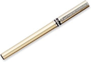 Uni-Ball Deluxe Roller Ball Pens, Fine Point, 0.7mm, Blue Ink, Champagne Barrel, 3 Count