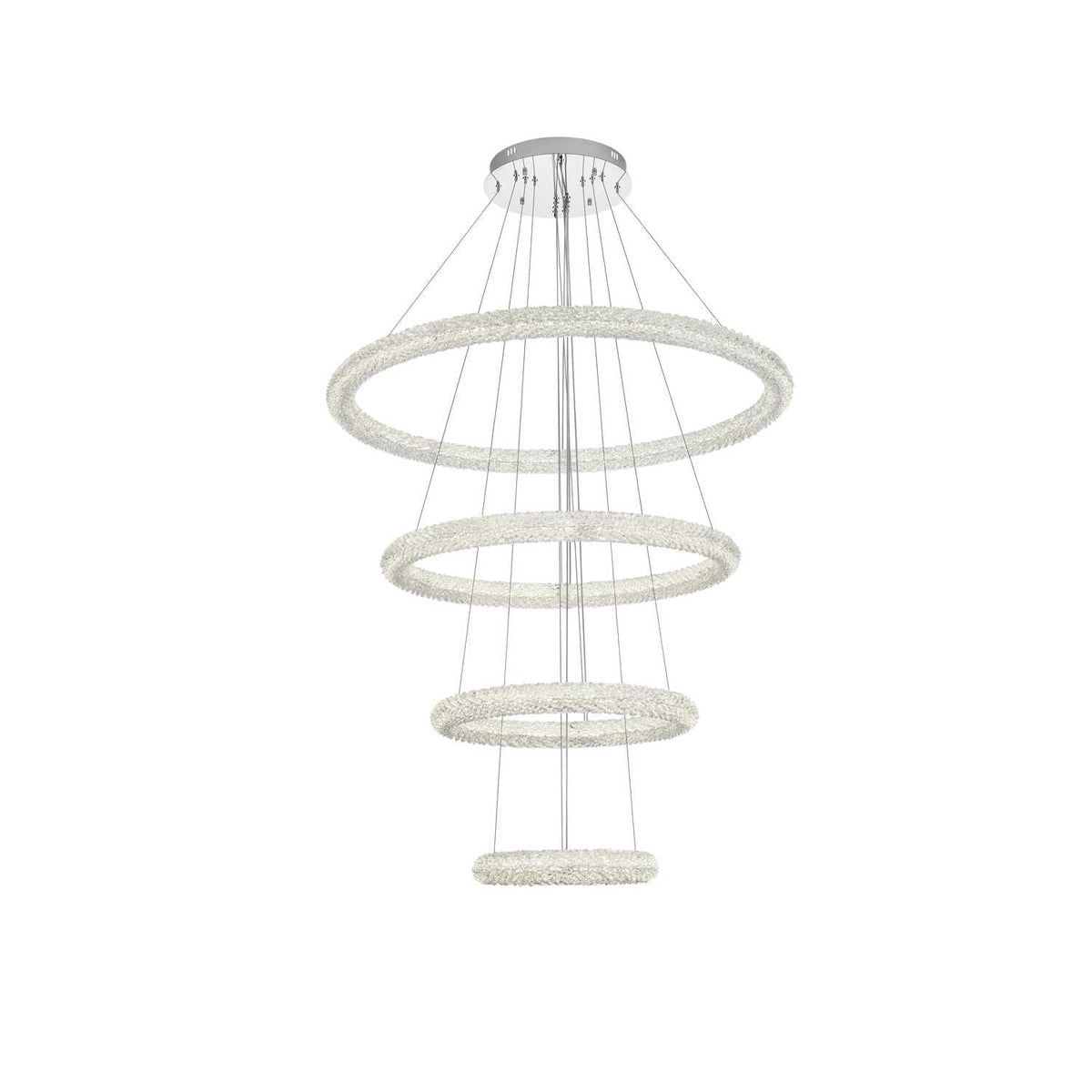Bowen LED Chandelier Chrome by Lighting Design – Iron and Crystal, Chrome, Model 3800G41C