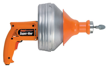 Super Vee Drain Cleaner Basic Unit with 25' x 1/4" and 25' x 3/8" Cables by General Pipe Cleaners – Small, Aluminum, Model SV-A-WC