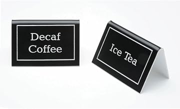 HUBERT Engraved Coffee Sign Black Plastic - 3"L x 2"H x 1 3/4"D