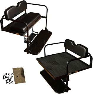 Performance Plus Carts Rear Flip Seat for Yamaha G29/Drive Golf Cart | Folding Steel Frame Rear Seat Kit | Black Cushions | Compatible with 2007-2016 Models