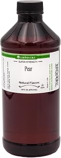LorAnn Oils Super Strength Pear Flavoring Extract, Concentrated Culinary Essential, Ideal for Bakery, Beverages, Cocktails, Cakes, 16 Oz, USA Made