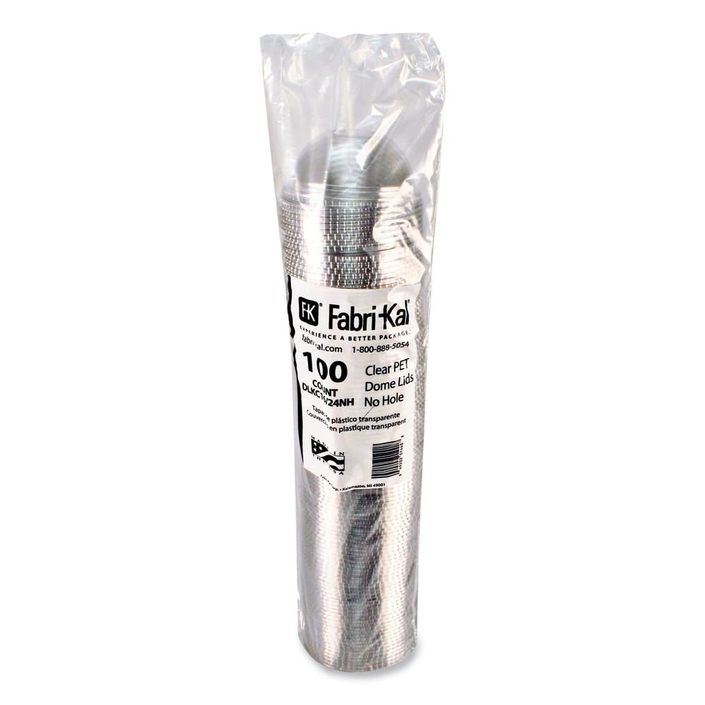 Kal-Clear Plastic Dome Lids for Cups by Fabri-Kal – 4"diameter x 2"h, Polyethylene Terephthalate, Clear, Model DLKC16/24