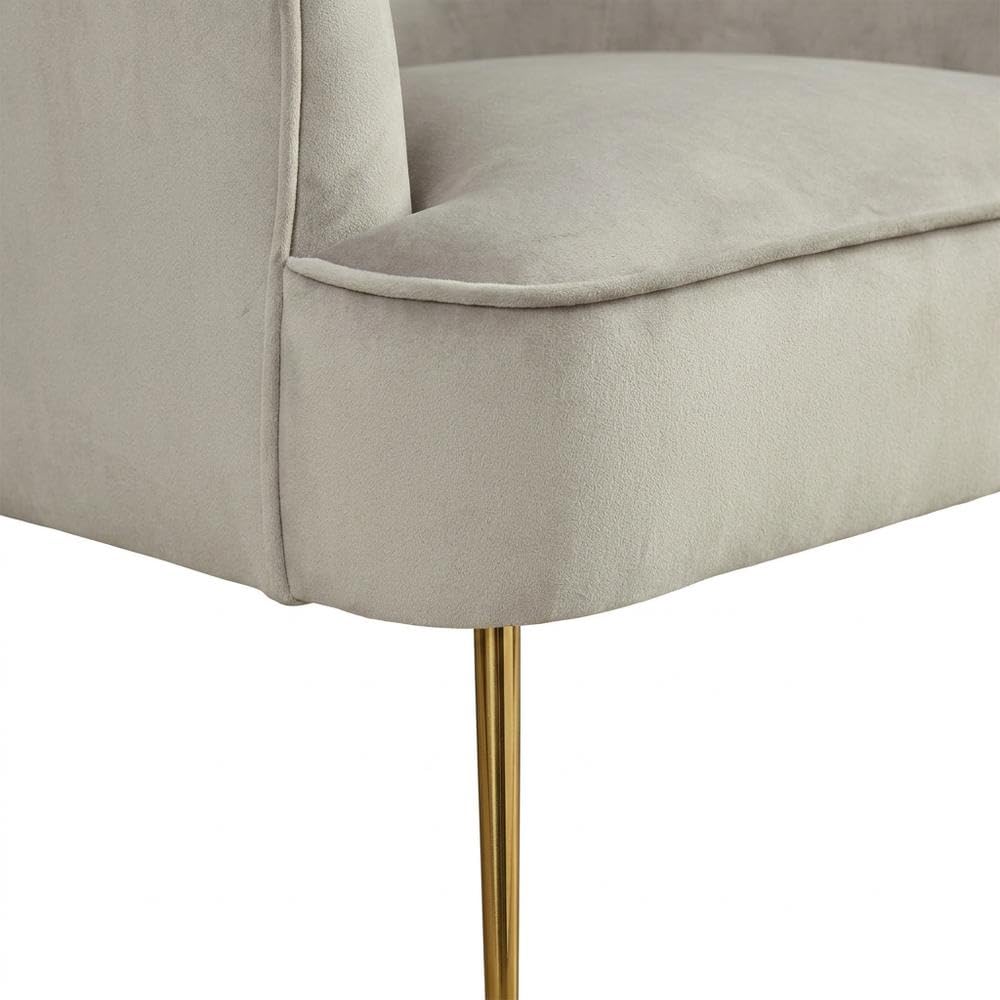 Velour-Upholstered Accent Chair with Solid Rubberwood Frame by Starlight Canyon Home – Velour Fabric with Rubberwood Solid Frame, Grey