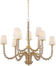 Hudson Valley Lighting Calumet 9-Light Chandelier | Vogue Style | Aged Brass Finish | Made of Steel & Textile | Damp-Rated for Bathroom Use | Adjustable Hang Height 42-93" | 6849-AGB